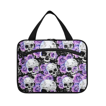 MNSRUU Hanging Toiletry Bags for Women Travel, Gothic Flowers and Skulls Toiletry Organizer Portable Travel Toiletry Bags Clear Wash Bags Makeup Bag Cosmetic Bag - color: Skulls 156