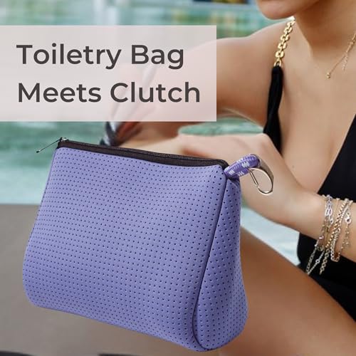 POPUPS Large Makeup Bag with Zipper - Waterproof Neoprene Cosmetic Bag 7.7 x 10.75 x 5 inches - Pouch Veri Peri - color: Basic Veri-Peri