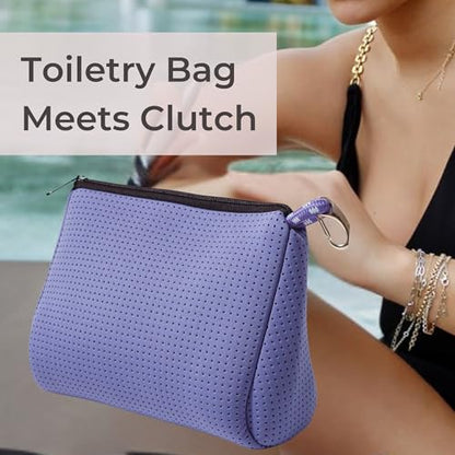 POPUPS Large Makeup Bag with Zipper - Waterproof Neoprene Cosmetic Bag 7.7 x 10.75 x 5 inches - Pouch Veri Peri - color: Basic Veri-Peri