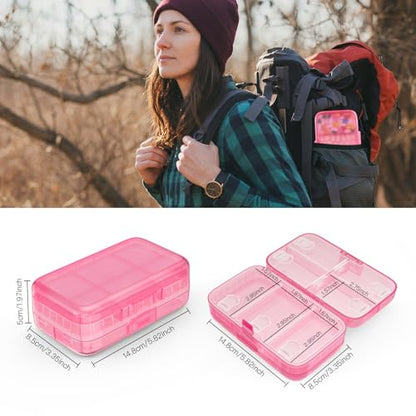 FYY Weekly Pill Organizer with Labels,8 Compartments Travel Daily Pill Case Airtight Moistureproof Large Pill Box to Hold Vitamins, Fish Oil, Supplements,Cotton Swab and Bandages-Hot Pink - color: Hot Pink