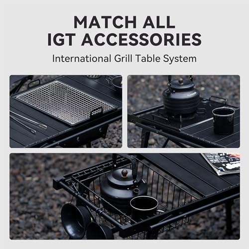 BLACKDOG Folding Camping Table for Outdoor, Portable IGT Table with Detachable 3 Units for Camp, Aluminum Table with Adjustable Height for Picnic Backyards Beach
