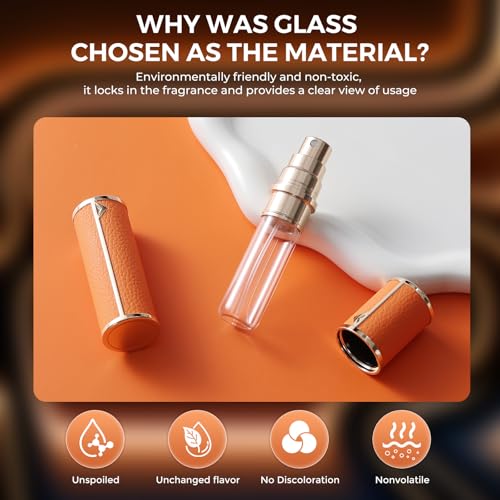 kuangre 10ml Atomizer Perfume Spray Bottle, Empty Cologne Dispenser, Portable Sprayer Travel Essentials for Many Scenes Gifts. - color: Starry Orange-10ml