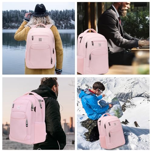 Volher Laptop Backpack,Business Travel Anti Theft Slim Durable Laptops Backpack,Water Resistant College Computer Bag for Women & Men Fits 15.6 Inch Laptop and Notebook-Light Pink - color: Light Pink, size: 15.6 Inch, style: Laptop