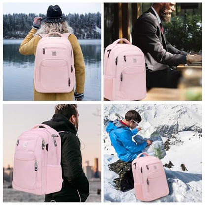 Volher Laptop Backpack,Business Travel Anti Theft Slim Durable Laptops Backpack,Water Resistant College Computer Bag for Women & Men Fits 15.6 Inch Laptop and Notebook-Light Pink - color: Light Pink, size: 15.6 Inch, style: Laptop