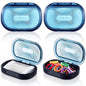 Kigley 4 Pcs Hair Tie Container Small Portable Travel Cotton Swab Holder Dispenser with Lid Plastic Box Storage Containers for Small Items, 3.94 x 2.76 Inch (Blue) - color: Blue