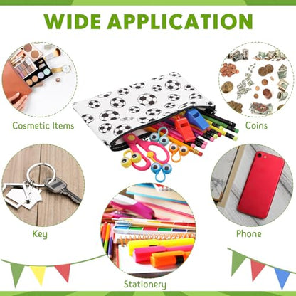 Eccliy 20 Pcs Soccer Makeup Bags Bulk Sport Team Gifts Soccer Cosmetic Bag Accessories for Women Toiletry Zipper Pouch Travel Canvas Gifts Stuff for Party Team Players Lover - size: 8 x 5 Inch, style: Soccer