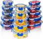 Razab 30 PC Glass Food Storage Containers with Lids - Reusable Glass Meal Prep Containers for Lunch and Leftovers - Airtight & Leakproof Snap Locking Lids - Oven, Freezer, Microwave, Dishwasher Safe - color: Blue