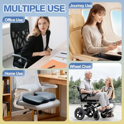 Mureon Office Chair Cushion, Large Ergonomic Memory Foam Seat Cushion for Hip Pressure Relief, Non-Slip Support for Car and Office Chair, All Day Comfort - Navy