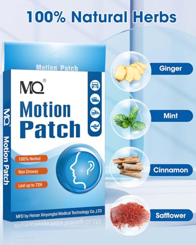 MQ Motion Sickness Patch,50 Count,Non Drowsy Sea Sickness Patches Behind Ear for Cruise Ship Travel, Waterproof Car Sick Patches Fast Acting & Long Last 72H - size: 50 Count (Pack of 2)