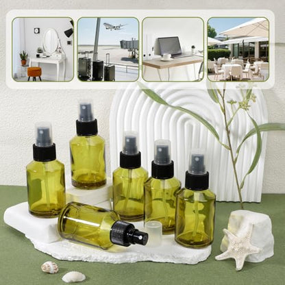 Segbeauty 6pcs 2oz Perfume Travel Refillable Bottles, Small Travel Size Spray Bottle for Hair, 60ml Empty Mini Glass Fine Mist Spray Bottles, Green Perfume Cologne Atomizer Sprayer Bottle for Liquids - size: 2 fl oz