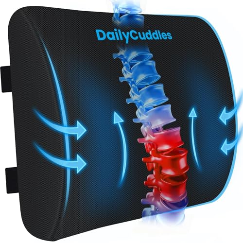 Lumbar Support Pillow for Office Chair Back Support - Memory Foam Lumbar Pillow for Car or Gaming Chair, Ergonomic Back Cushion with Adjustable Strap for Long-Hour Sitting (Black,X-Large) - color: Black, size: X-Large