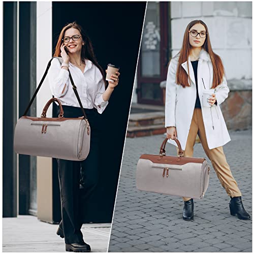 Modoker Convertible Garment Bag with Shoulder Strap, Carry on Garment Duffel Bag for Men Women - 2 in 1 Hanging Suitcase Suit Travel Bags, Caramel - color: Caramel