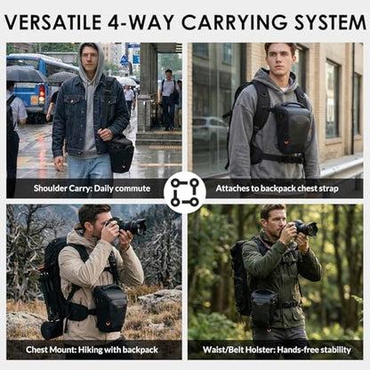 TARION Top Loader Camera Bag - Expandable for DSLR with Attached 70-200mm to 400mm Lens - Waterproof Holster with Shoulder Strap - TriadPack