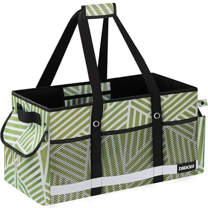 Upgrade Extra Large Utility Tote Bag with Reflective Strip, Standing Reusable Grocery Bags with Hard Bottom, Collapsible Utility Tote with Handles for Shopping, Beach, Picnics, Car, Twill Green - color: Twill Green
