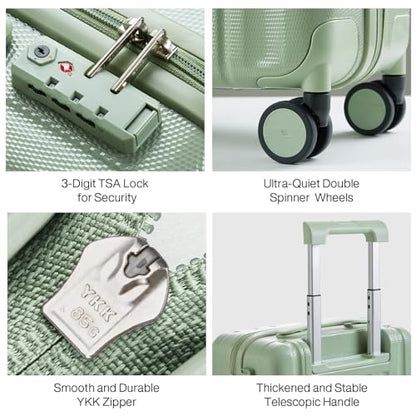 Hanke Luggage Sets 2 piece Carry On Luggage with Wheels PC Hard Shell Suitcases Lightweight Checked Travel Luggage Large Travel Suitcase Woman Men 20/29 Inch(Bamboo Green) - color: Bamboo Green, size: 2 Piece Set（20/29）