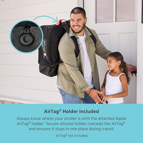 J.L. Childress Padded Compact Travel Stroller Bag for Airplane - Fits Most Compact-Fold Single Baby Strollers, AirTag Compatible, Black, Expands from 21"W x 23"H x 7"D to 21"W x 23"H x 11"D - style: Padded