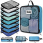 7 Pcs Packing Cubes for Travel Days of Week Compression Packing Cube with Labels Organizers Luggage Storage Bag(Blue,Large) - color: Blue