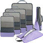 BAGAIL 4 Set/6 Set/8 Set Compression Packing Cubes Travel Accessories Expandable Packing Organizers (Half Mesh, 6-Lavender) - color: 6-Lavender, style: Half Mesh