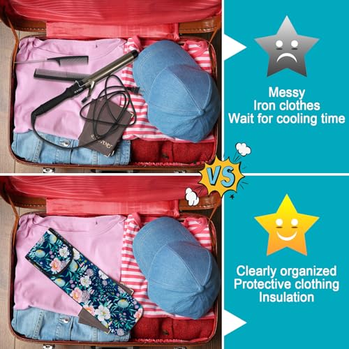 Shappy 2 Pcs Heat Resistant Hair Tools Bag Curling Iron Travel Case Cover Neoprene Flat Iron Holder Travel Case and Silicone Mat Pouch for Hot Hair Tools Storage Organizer(Flower Style) - style: Flower Style