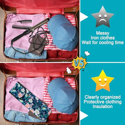 Shappy 2 Pcs Heat Resistant Hair Tools Bag Curling Iron Travel Case Cover Neoprene Flat Iron Holder Travel Case and Silicone Mat Pouch for Hot Hair Tools Storage Organizer(Flower Style) - style: Flower Style