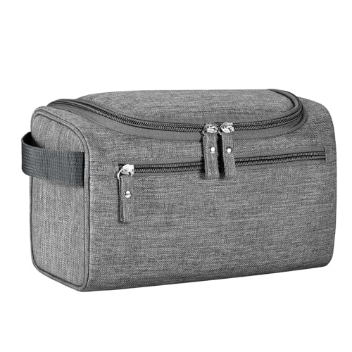 Hanging Toiletry Bag for Women and Men Traveling Makeup Large Capacity Cosmetics Portable Dopp Kit Storage Organizer Bag with Hanging Hook for Toiletries Brushes Shaving Tools (Gray) - color: Gray