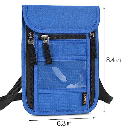 Neck Wallet Lightweight RFID Blocking Waterproof Travel Pouch Passport Wallets for Women Men - color: B-Deep blue
