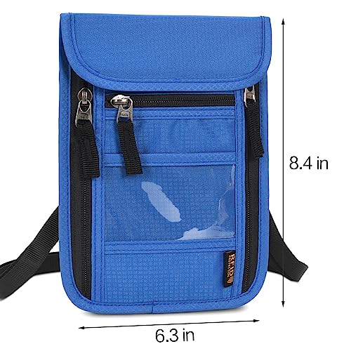Neck Wallet Lightweight RFID Blocking Waterproof Travel Pouch Passport Wallets for Women Men - color: B-Deep blue
