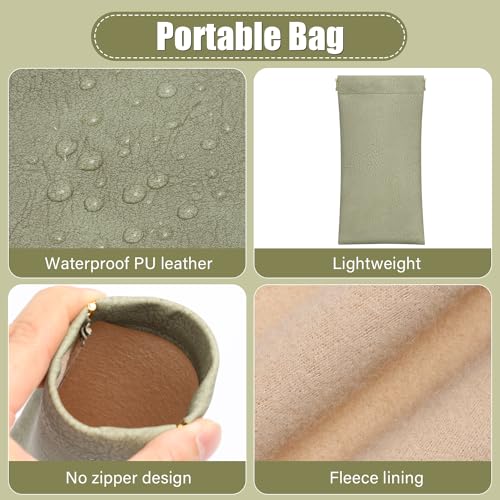 Sightor Sunglass Case, 2 Pcs Soft Eyeglass Cases for Women Portable Squeeze Top Leather Glasses Pouch - color: Rose, Green