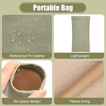 Sightor Sunglass Case, 2 Pcs Soft Eyeglass Cases for Women Portable Squeeze Top Leather Glasses Pouch - color: Rose, Green