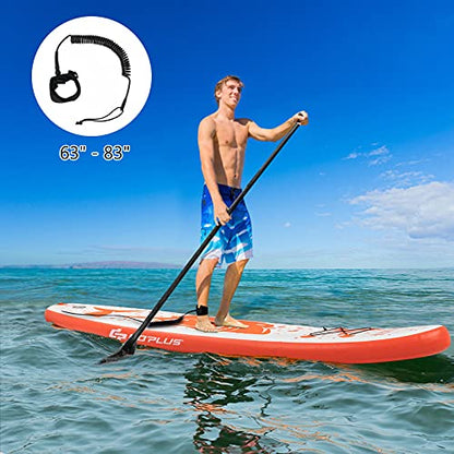 Goplus Inflatable Stand up Paddle Board, 10'/10.5'/11' SUP 6" Thick with Premium Accessories, Adjustable Aluminum Paddle, Leash, Carry Bag, Hand Pump, Removable Fin, ISUP for Adults - size: 10.5 FT, style: Orange+White