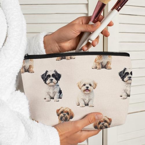 Shih Tzu Dog Makeup Bag, Shih Tzu Lovers Gifts Cosmetic Bag for Women, Dog Mom Lovers Owner Gifts for Women Christmas, Pet Lover Gift Zipper Travel Makeup Pouch for Purse - color: shih tzu