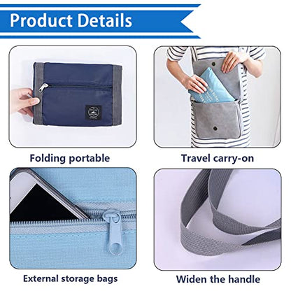 Travel Bag 24 Packes Carry on Luggage Foldable Duffel Bag Sports Gym Bag Weekender Overnight Bag Water Resistant Nylon Travel Duffel for Men Women (Blue 24PCS) - color: Blue 24