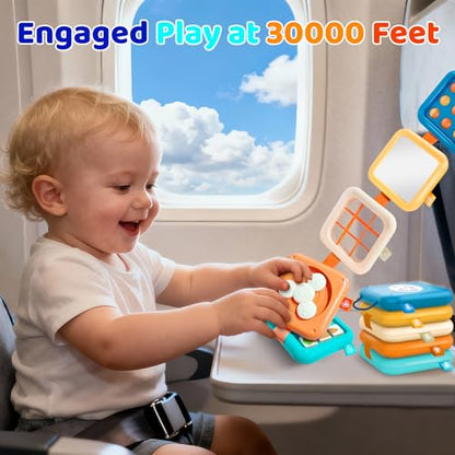 Montessori Busy Board for 1 Year Old, Airplane Toys for Babies 6-12 Months, Sensory Fine Motor Skills Activity Cube, Baby Travel Car Seat Toys for Toddler 1-3