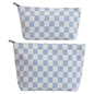 2-Pack Blue & White Checkered Makeup Bag Set - Large Capacity Cosmetic Organizer Pouch | Travel Toiletry Bag & Purse Organizer for Women Girls - color: C01-LANGEZI