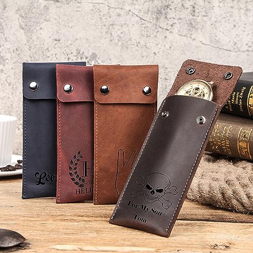 Personalized Custom Genuine Leather Watch Case,Simple Watch Bracelet Storage Bag,Portable Travel Watch Pouch (01 Coffee) - color: 01 Coffee