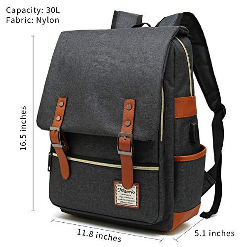 Mancio with USB Charging Port, Elegant Water Resistant Travelling Backpack Casual Daypacks College Shoulder Bag for Men Women, Fits up to 15.6Inch Laptop,Purple - color: Purple
