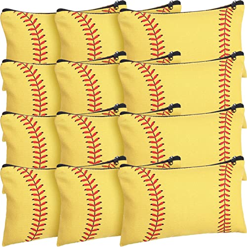 Eccliy 20 Pcs Softball Makeup Bags Bulk Team Gifts Softball Cosmetic Bag Accessories for Women Toiletry Zipper Pouch Travel Canvas Gifts Stuff for Team Players Party - size: 8 x 5 Inch, style: Softball