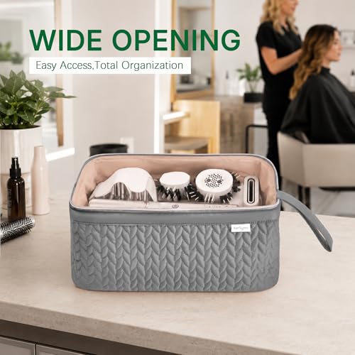 KarSyon Shark Flex Style Case for Dyson Airwrap Hair Dryer Brush Revlon Hair Tools Travel Bag Carrying Case Flat Curling Iron Organizer (Grey) - color: Grey