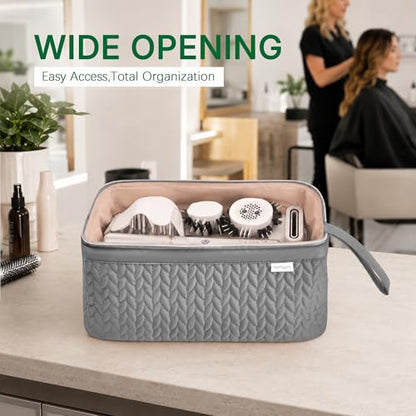 KarSyon Shark Flex Style Case for Dyson Airwrap Hair Dryer Brush Revlon Hair Tools Travel Bag Carrying Case Flat Curling Iron Organizer (Grey) - color: Grey