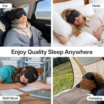 LitBear Long Lash Sleep Mask for Women Men Side Sleeper, 3D Contoured Light Blocking Sleeping Mask, Soft Comfortable Eye Mask Sleep with Adjustable Strap, Pouch for Travel, Black - color: Black