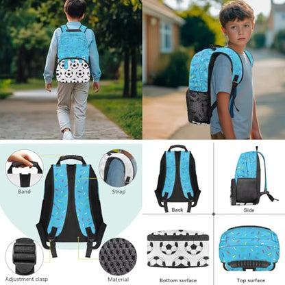 Kids Football Backpack Set for Boys, School Bookbag and Pencil Case Bundle,Preschool Primary School Backpacks with Lunch Box and Pencil Case for Back to School Supplies - color: Football -3