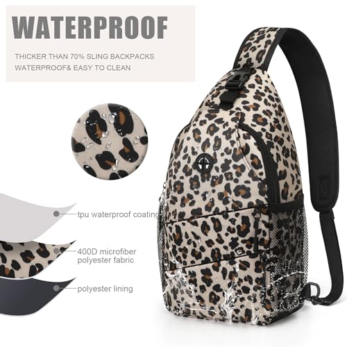 Pritent Crossbody Bags for Women Men Trendy Sling Bag Backpack Casual Chest Bag with Convertible Shoulder Strap - color: Leopard, size: Medium