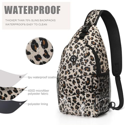 Pritent Crossbody Bags for Women Men Trendy Sling Bag Backpack Casual Chest Bag with Convertible Shoulder Strap - color: Leopard, size: Medium
