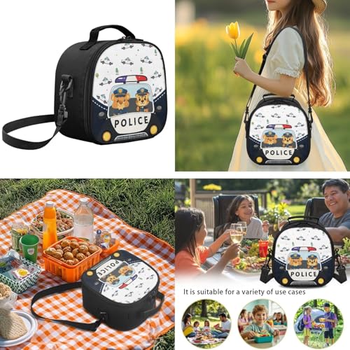 School Backpack for Boys,Police Car 3PCS School Backpacks for Primary Study, Lightweight Bookbag with Lunch Bag Bundle for Kids Teens Students - color: Police Car -1