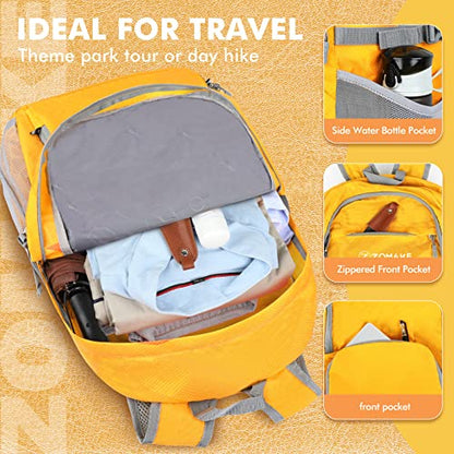ZOMAKE Lightweight Packable Backpack 30L, Foldable Hiking Backpacks Water Resistant Compact Folding Daypack for Travel(Yellow) - color: Yellow