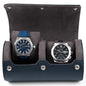 2 Watch Travel Case for Men – Leather Roll Organizer & Storage Box, Fits Watches up to 55mm | Removable Cushions | Gift Ready (Midnight Navy/Charcoal Grey) - color: Midnight Navy / Charcoal Grey