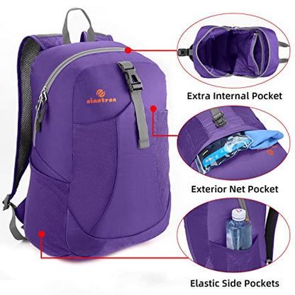 sinotron 22L Lightweight Packable Hiking Backpack, Small Hiking Backpack Day Pack for Women Men Travel Camping Vacation - color: Purple