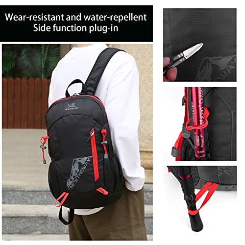 Lywencom Hiking Backpack,20L sports lightweight folding waterproof ultra-light backpack suitable for outdoor camping picnic (black) - color: Black