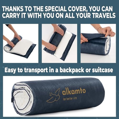alkamto Memory Foam Pillow 27.5X 18 in”– Ergonomic Neck Support Pillow – Oeko-Tex Certified – Breathable & Thermoregulating Cover – Ideal for Back & Side Sleepers (27.5" (L) × 18" (W) × 4.7" (H)) - size: Queen