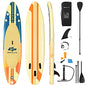 Goplus Inflatable Stand up Paddle Board, 10'/10.5'/11' SUP 6" Thick with Premium Accessories, Adjustable Aluminum Paddle, Leash, Carry Bag, Hand Pump, Removable Fin, ISUP for Adults - size: 11 FT, style: Beige